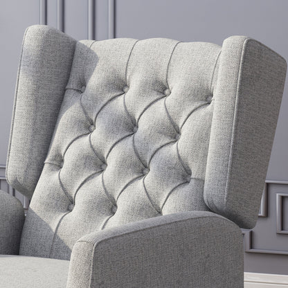 Fauteuil inclinable capitonné à oreilles et dossier relevable avec accoudoirs évasés, fauteuil d'appoint pour salon