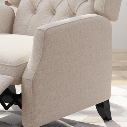 Fauteuil inclinable capitonné à oreilles et dossier relevable avec accoudoirs évasés, fauteuil d'appoint pour salon