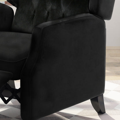 Fauteuil inclinable capitonné à oreilles et dossier relevable avec accoudoirs évasés, fauteuil d'appoint pour salon
