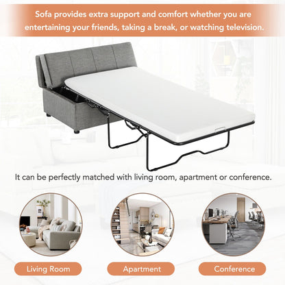 Lit d'appoint convertible en ottoman pliable pour deux personnes avec matelas