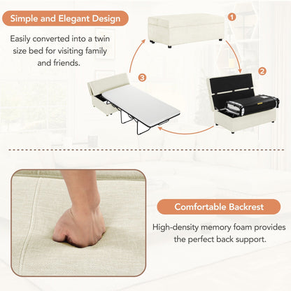 Lit d'appoint convertible en ottoman pliable pour deux personnes avec matelas