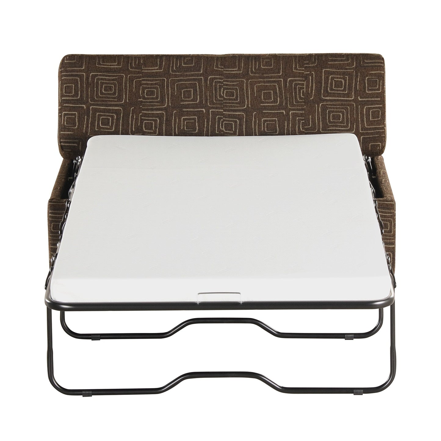 Lit d'appoint pliant double avec matelas, convertible et compact pour le salon.