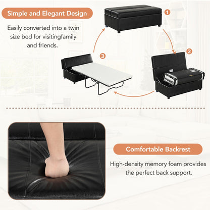 Lit d'appoint pliant double avec matelas, convertible et compact pour le salon.