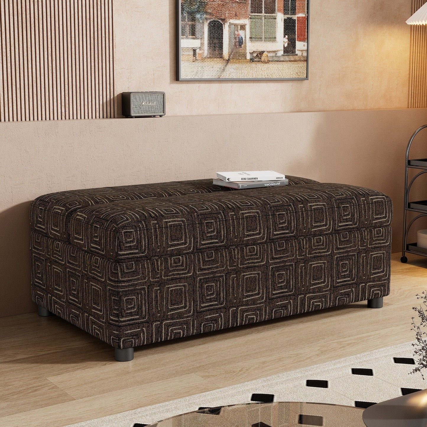 Lit d'appoint pliant double avec matelas, convertible et compact pour le salon.