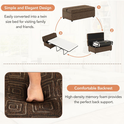 Lit d'appoint pliant double avec matelas, convertible et compact pour le salon.