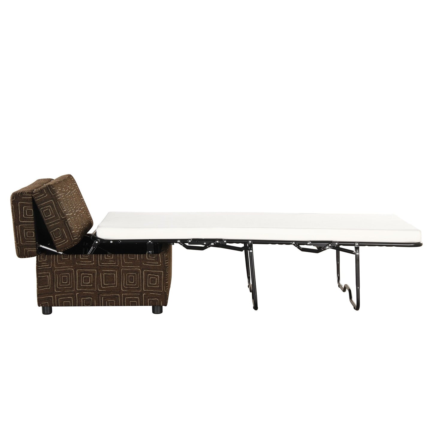 Lit d'appoint pliant double avec matelas, convertible et compact pour le salon.