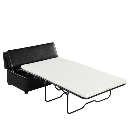 Lit d'appoint pliant double avec matelas, convertible et compact pour le salon.