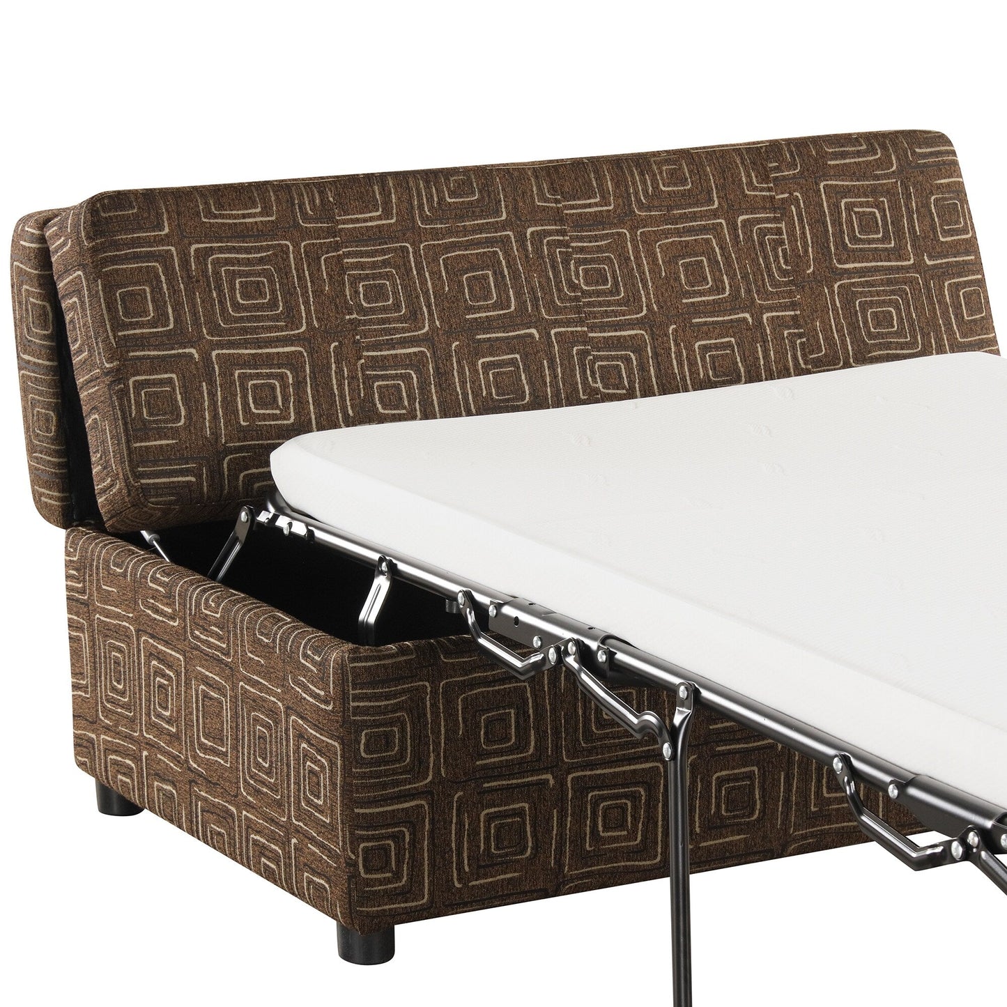 Lit d'appoint pliant double avec matelas, convertible et compact pour le salon.