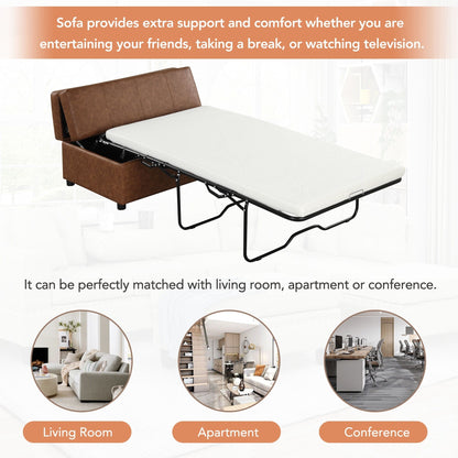 Lit d'appoint pliant double avec matelas, convertible et compact pour le salon.