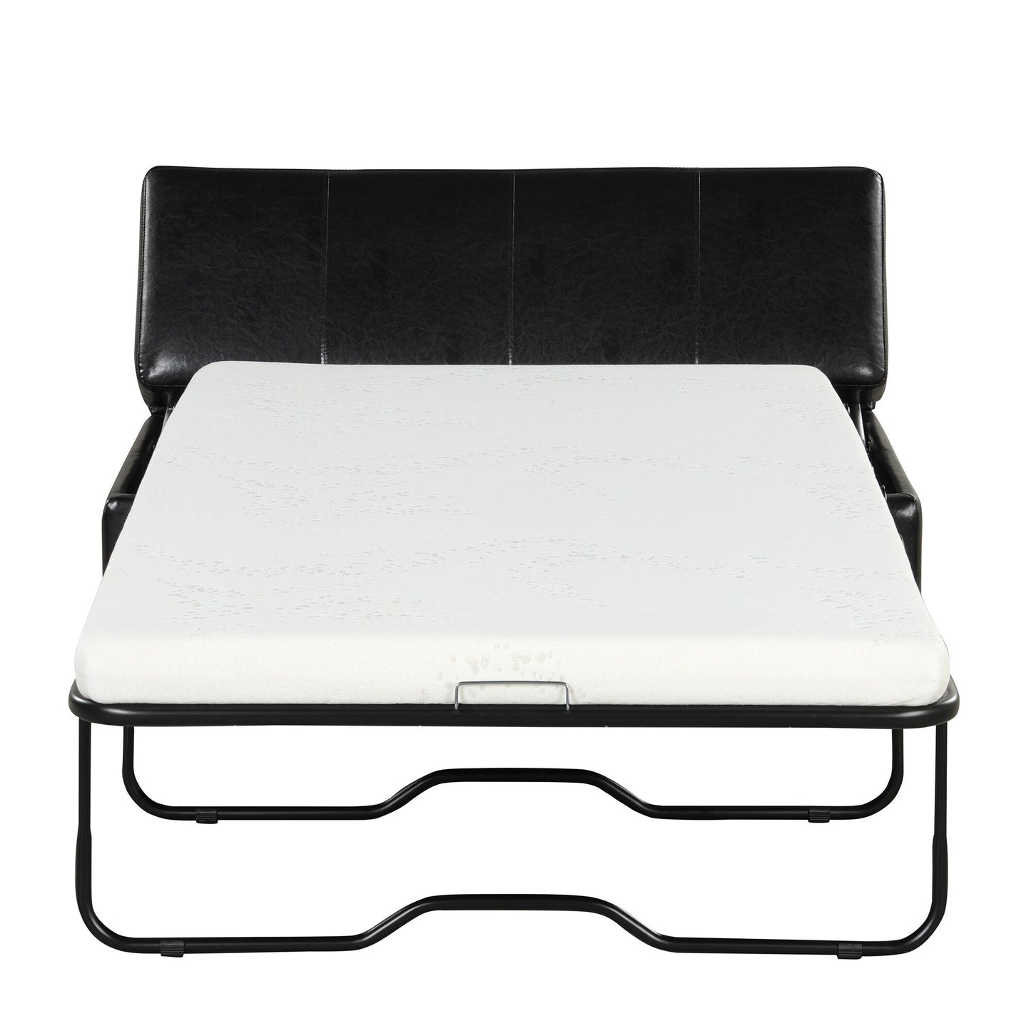 Lit d'appoint pliant double avec matelas, convertible et compact pour le salon.