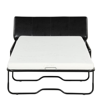 Lit d'appoint pliant double avec matelas, convertible et compact pour le salon.