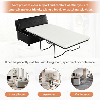 Lit d'appoint pliant double avec matelas, convertible et compact pour le salon.