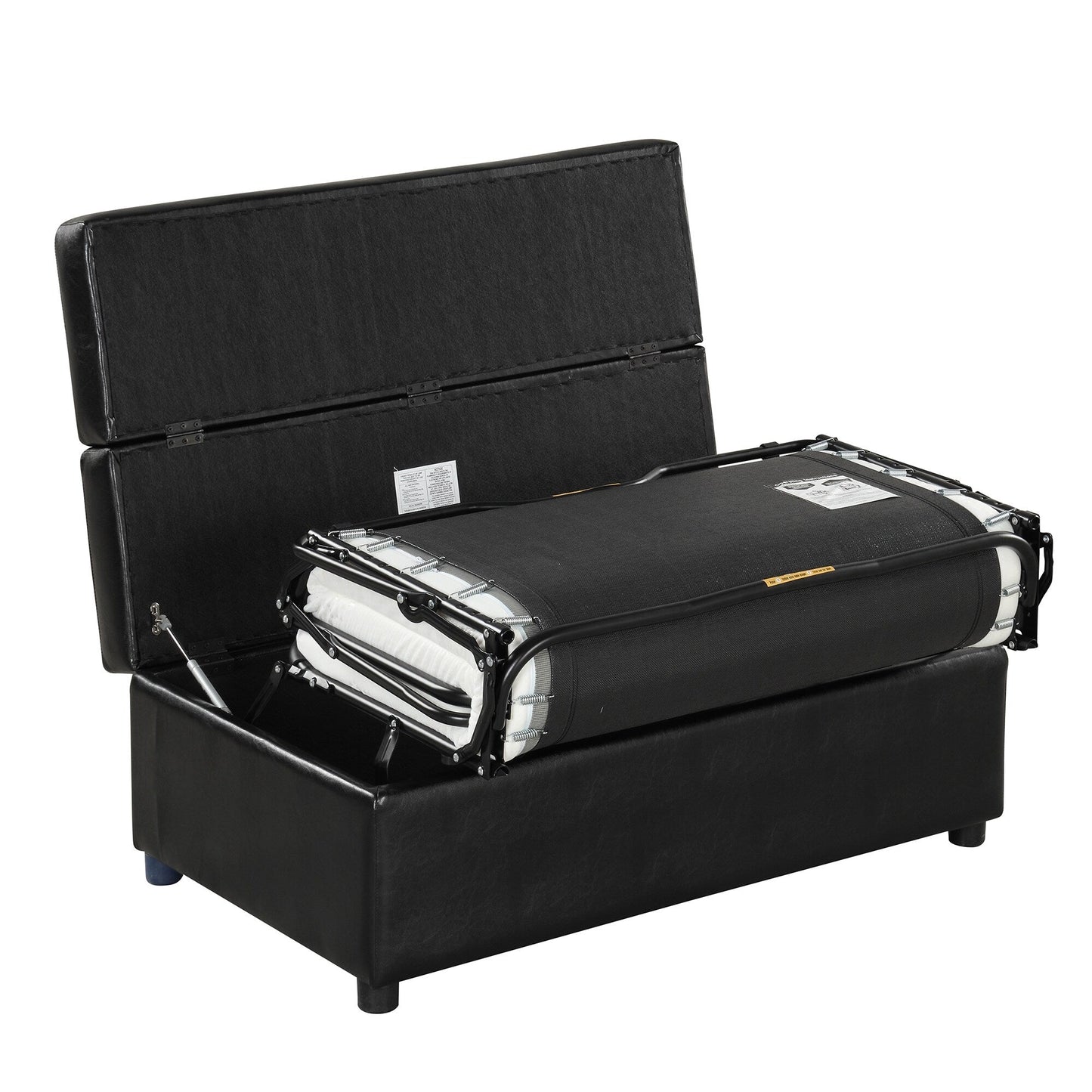 Lit d'appoint pliant double avec matelas, convertible et compact pour le salon.