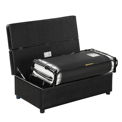 Lit d'appoint pliant double avec matelas, convertible et compact pour le salon.