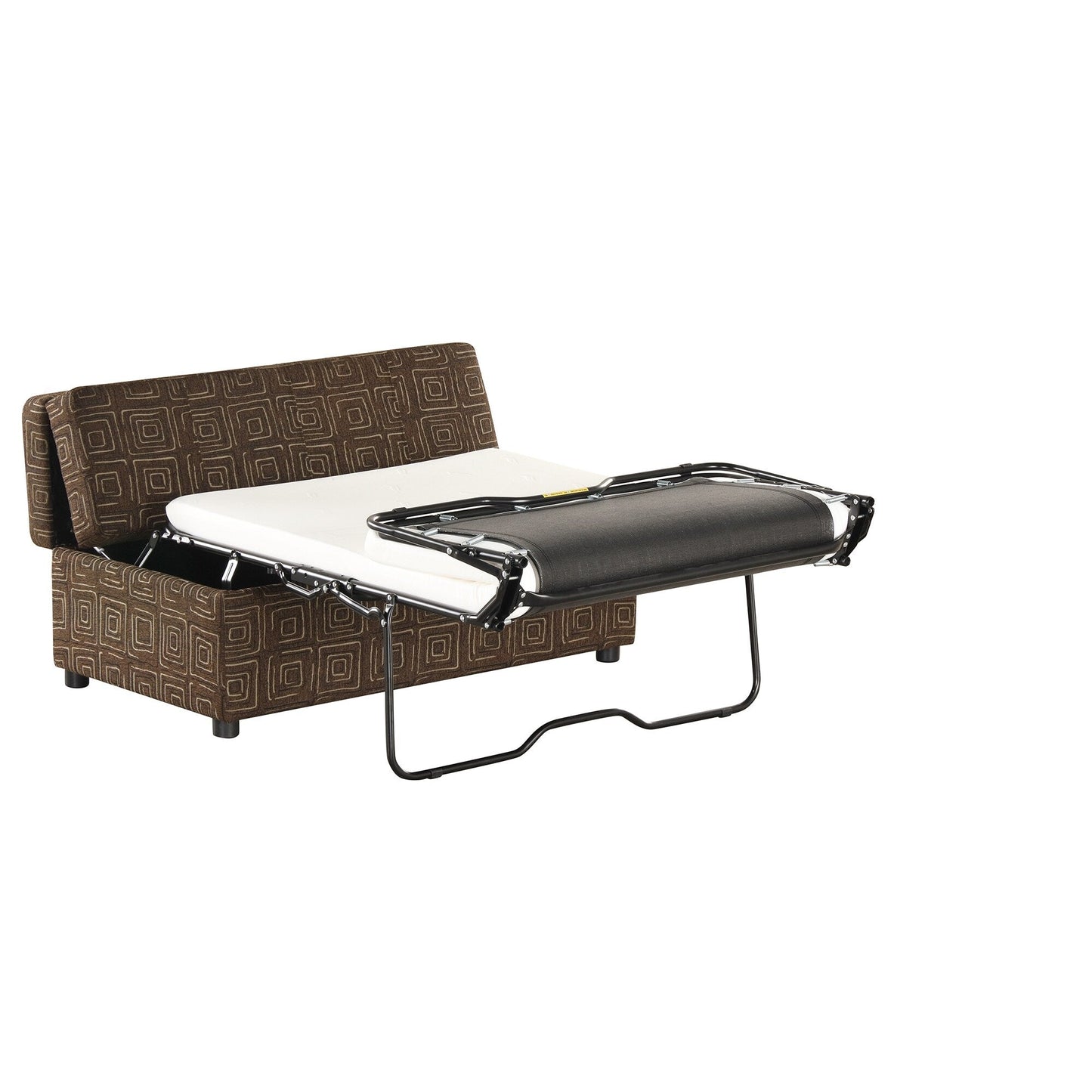 Lit d'appoint pliant double avec matelas, convertible et compact pour le salon.