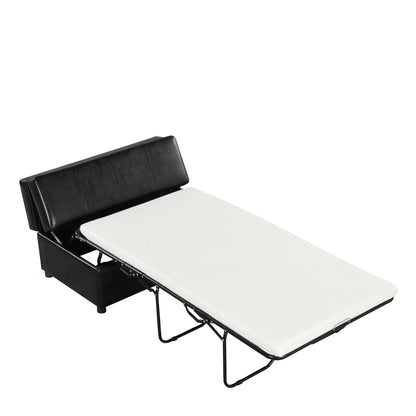 Lit d'appoint pliant double avec matelas, convertible et compact pour le salon.