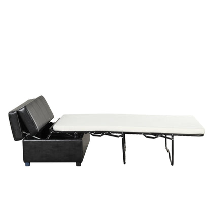 Lit d'appoint pliant double avec matelas, convertible et compact pour le salon.