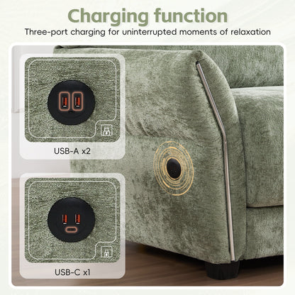 Canapé modulaire en chenille en forme de U Roomfitters avec assise large, chargeur USB Type-C et pouf, accoudoir en pétale