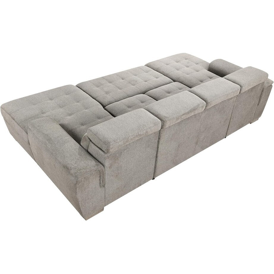 Canapé-lit en U Roomfitters, lit gigogne surdimensionné 2 en 1 de 121 pouces, canapé sectionnel avec double méridienne de rangement