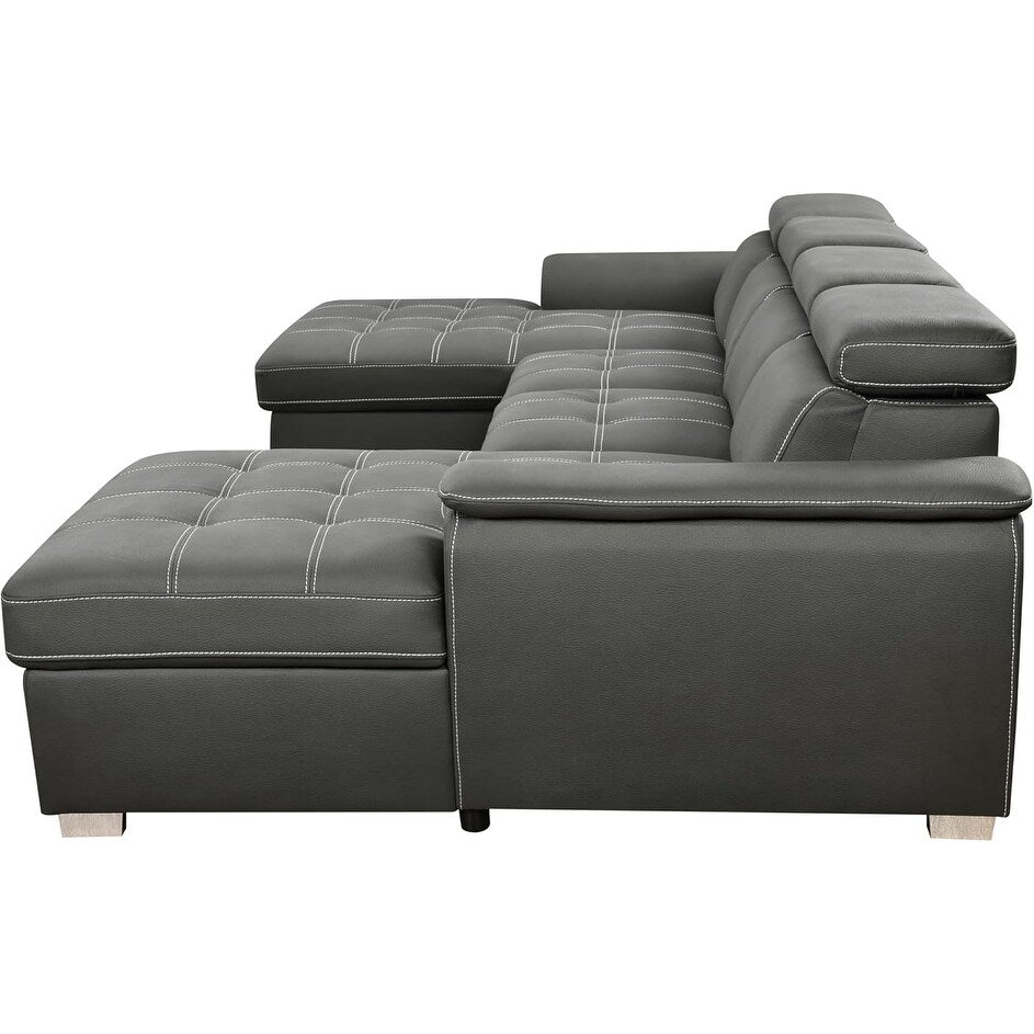 Canapé-lit en U Roomfitters, lit gigogne surdimensionné 2 en 1 de 121 pouces, canapé sectionnel avec double méridienne de rangement