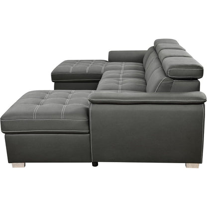 Canapé-lit en U Roomfitters, lit gigogne surdimensionné 2 en 1 de 121 pouces, canapé sectionnel avec double méridienne de rangement