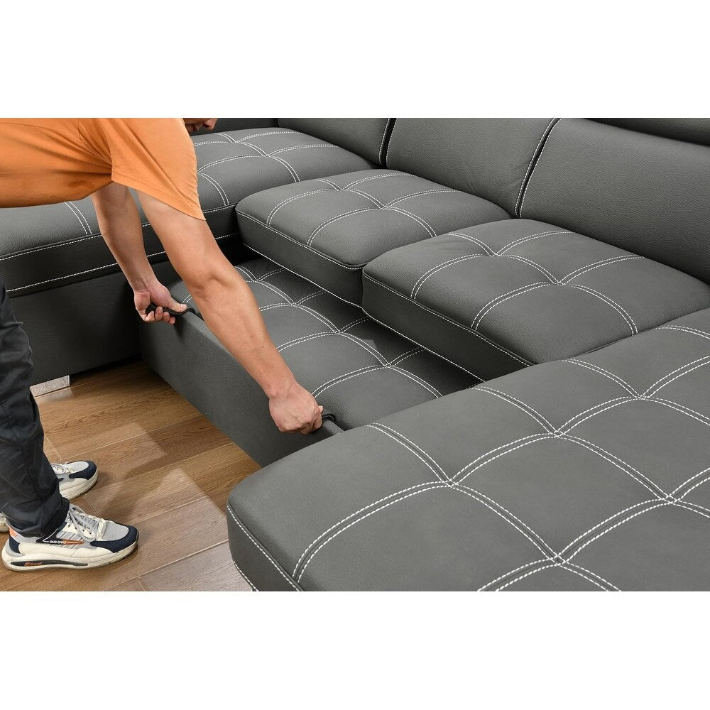 Canapé-lit en U Roomfitters, lit gigogne surdimensionné 2 en 1 de 121 pouces, canapé sectionnel avec double méridienne de rangement