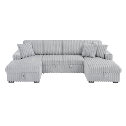 Canapé-lit en U Roomfitters, 122 pouces surdimensionné - Lit gigogne 2 en 1, canapé-lit sectionnel avec double méridienne de rangement