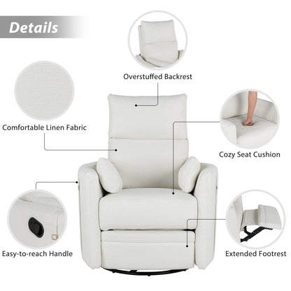 Fauteuil inclinable pivotant rembourré Roomfitters, fauteuil inclinable à bascule manuel avec deux coussins amovibles, pour salon