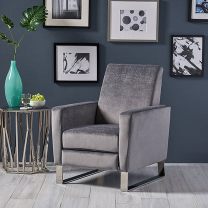 Fauteuil inclinable en velours Roomfitters avec pieds chromés, fauteuil d'appoint moderne pour salon