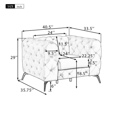 Canapé d'appoint rembourré en velours Roomfitters, fauteuil simple avec dossier capitonné à boutons pour salon et chambre