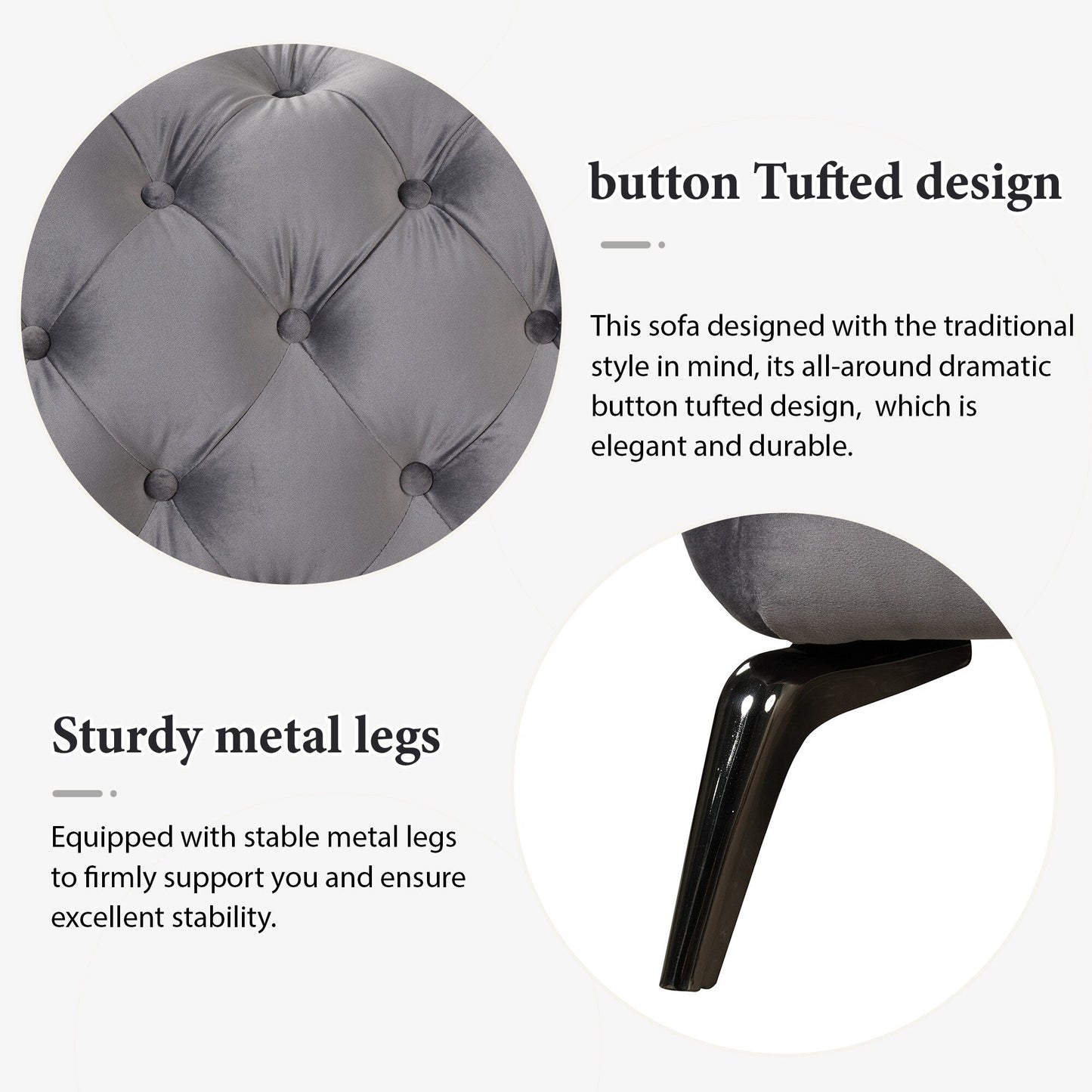 Canapé d'appoint rembourré en velours Roomfitters, fauteuil simple avec dossier capitonné à boutons pour salon et chambre