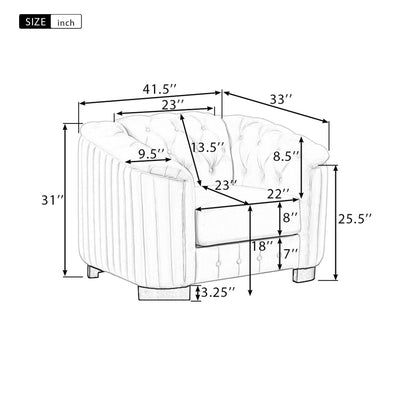 Canapé d'appoint rembourré en velours Roomfitters, fauteuil simple avec coussin d'assise amovible pour salon moderne et chambre à coucher