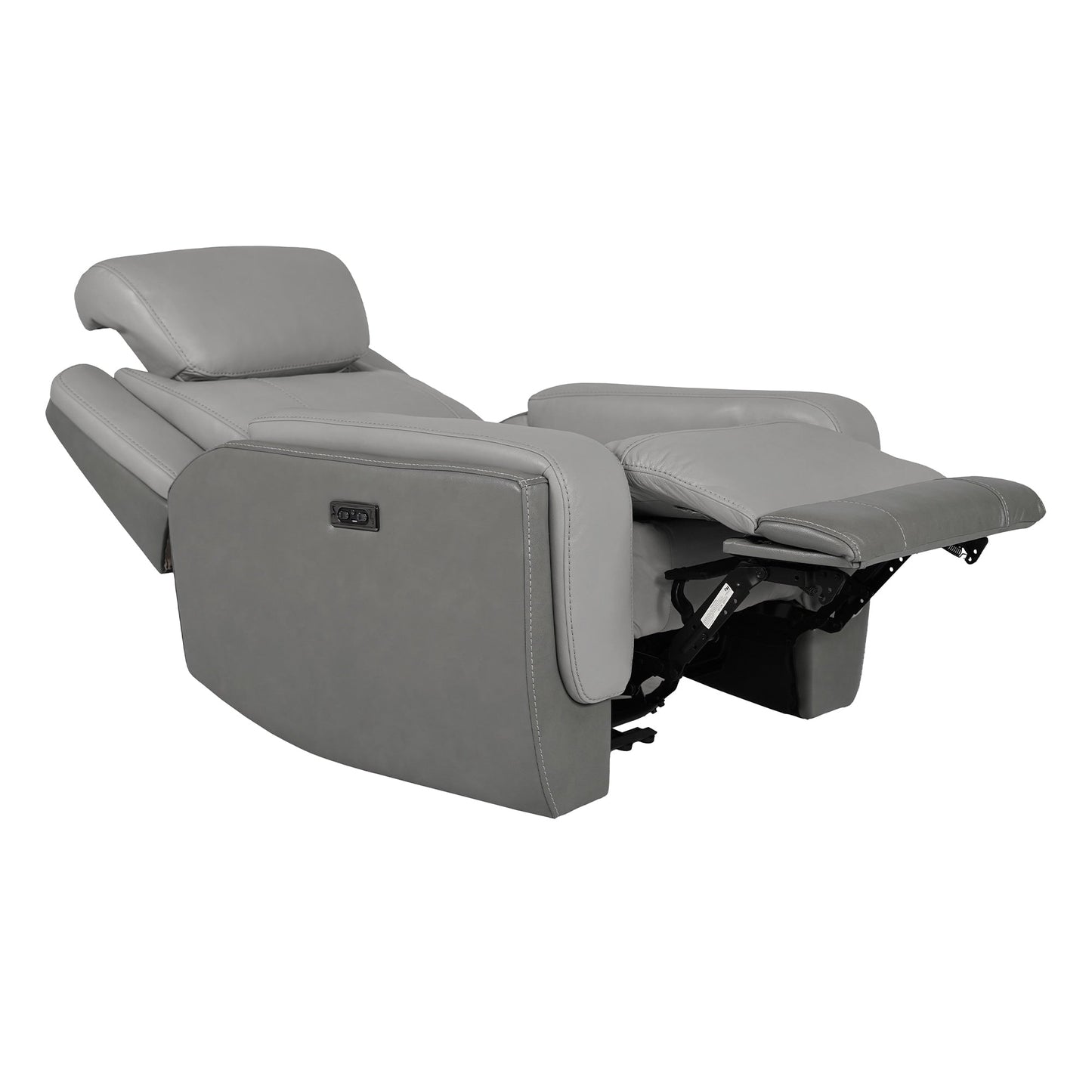 Fauteuil inclinable électrique Rosalyn Zero Gravity en cuir argenté et gris avec appui-tête électrique
