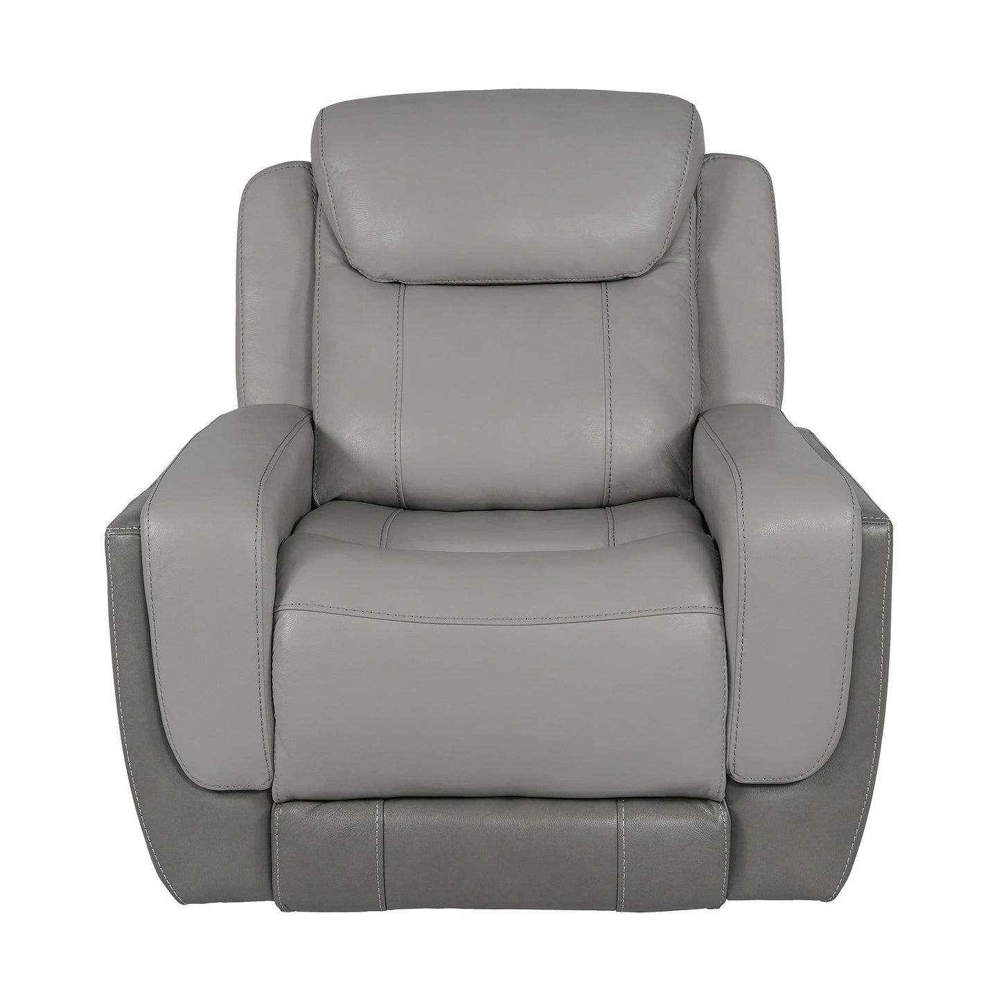 Fauteuil inclinable électrique Rosalyn Zero Gravity en cuir argenté et gris avec appui-tête électrique