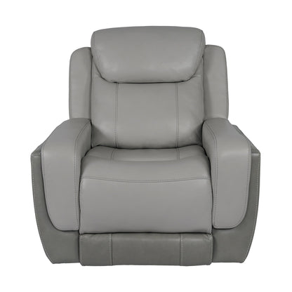 Fauteuil inclinable électrique Rosalyn Zero Gravity en cuir argenté et gris avec appui-tête électrique