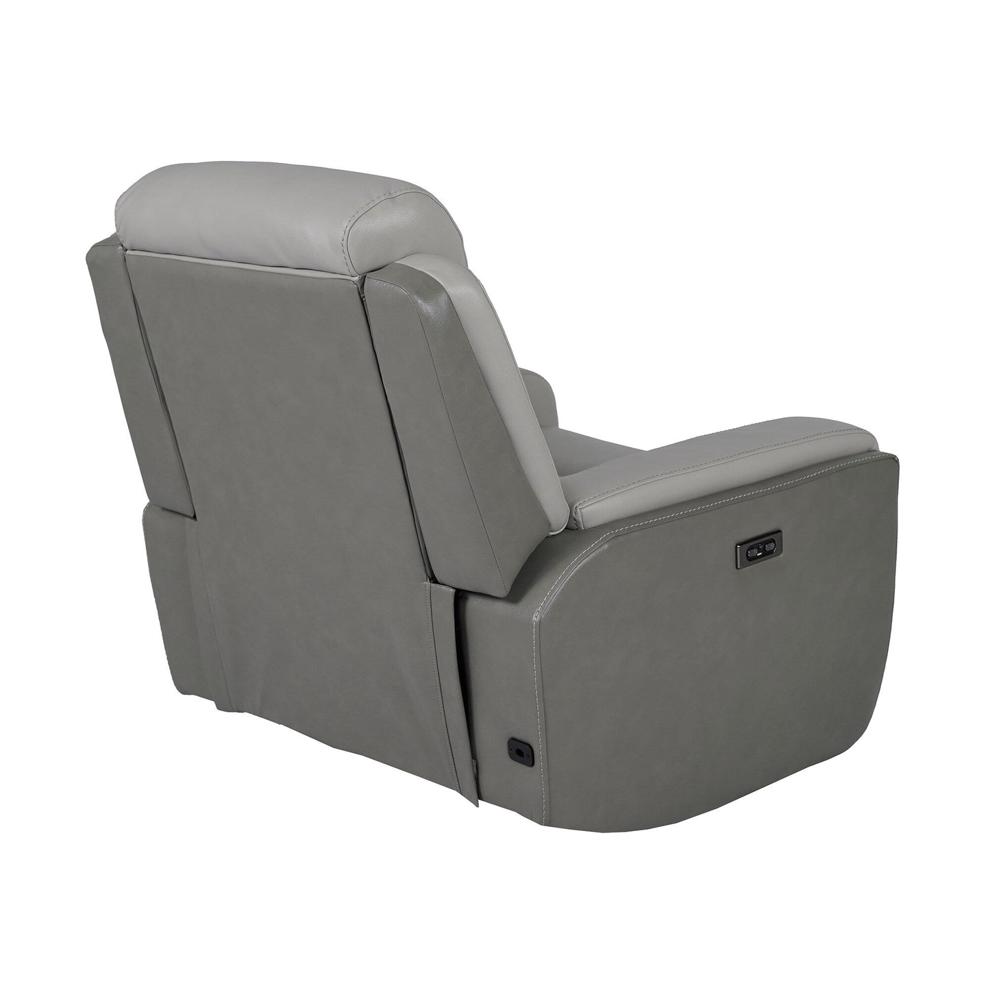 Fauteuil inclinable électrique Rosalyn Zero Gravity en cuir argenté et gris avec appui-tête électrique