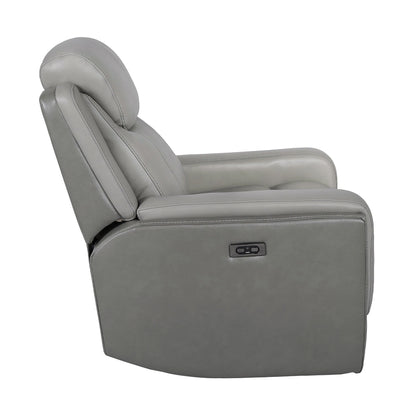 Fauteuil inclinable électrique Rosalyn Zero Gravity en cuir argenté et gris avec appui-tête électrique
