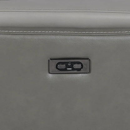 Fauteuil inclinable électrique Rosalyn Zero Gravity en cuir argenté et gris avec appui-tête électrique