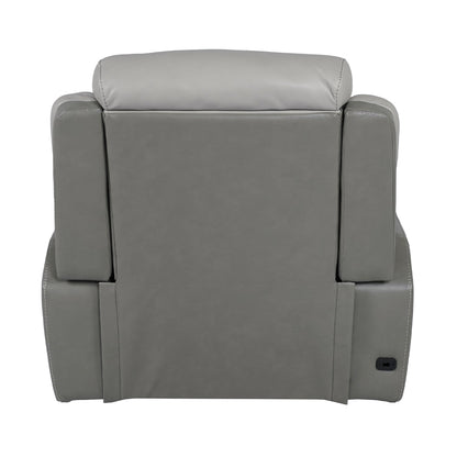Fauteuil inclinable électrique Rosalyn Zero Gravity en cuir argenté et gris avec appui-tête électrique