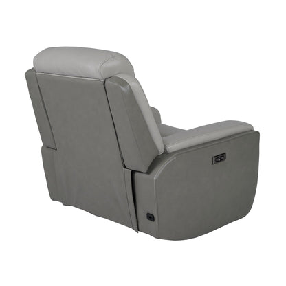 Fauteuil inclinable électrique Rosalyn Zero Gravity en cuir argenté et gris avec appui-tête électrique