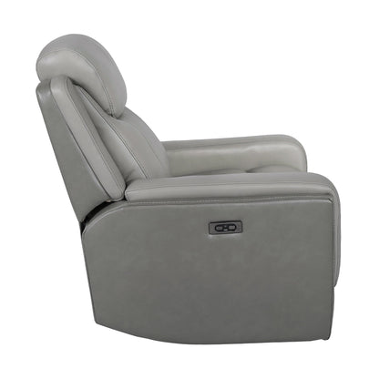 Fauteuil inclinable électrique Rosalyn Zero Gravity en cuir argenté et gris avec appui-tête électrique