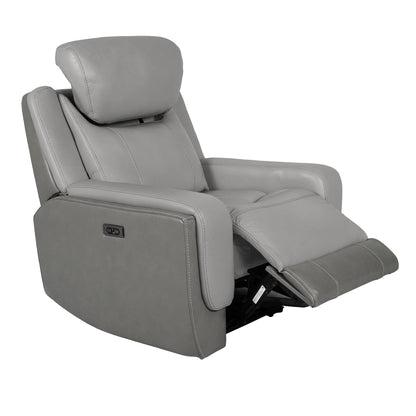 Fauteuil inclinable électrique Rosalyn Zero Gravity en cuir argenté et gris avec appui-tête électrique