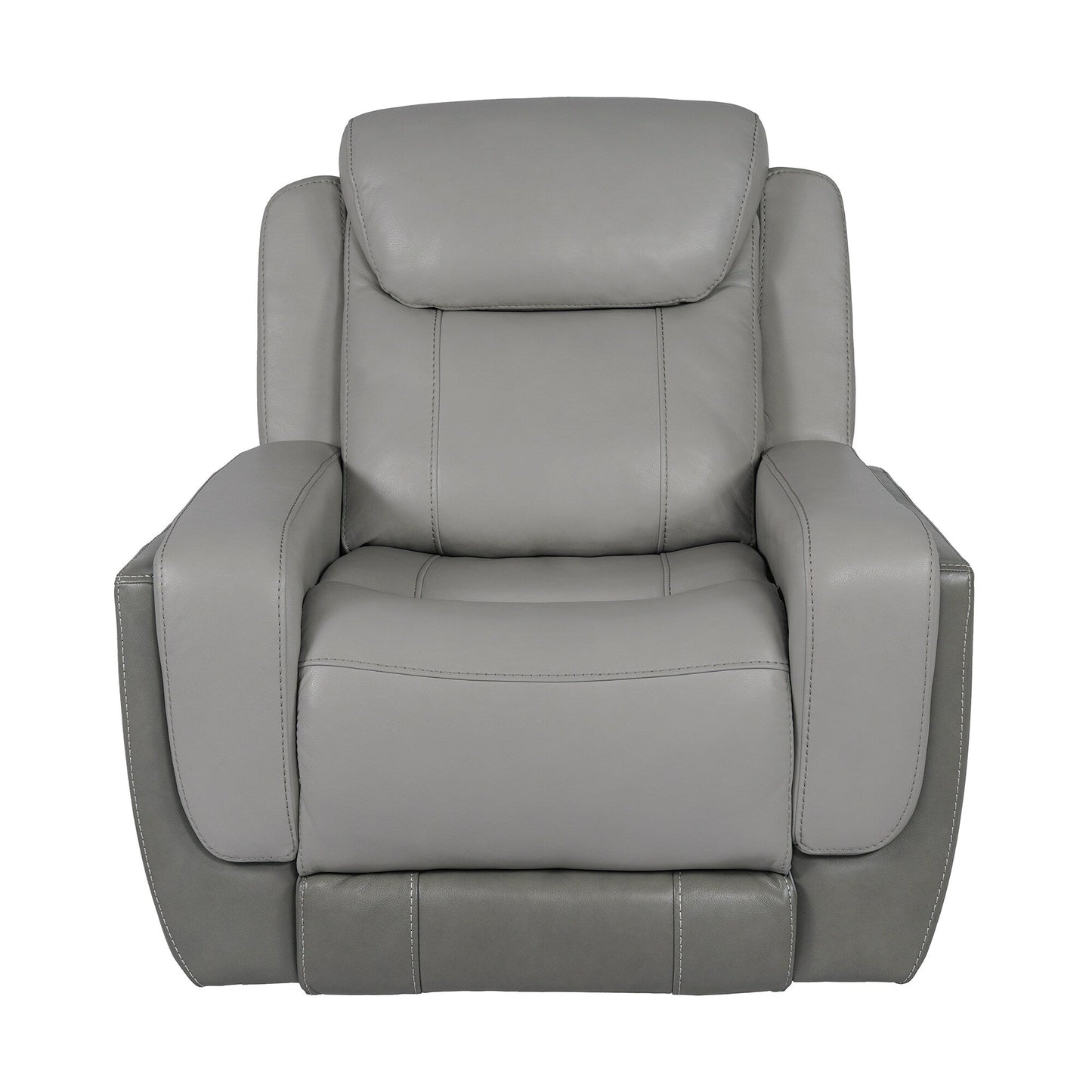 Fauteuil inclinable électrique Rosalyn Zero Gravity en cuir argenté et gris avec appui-tête électrique