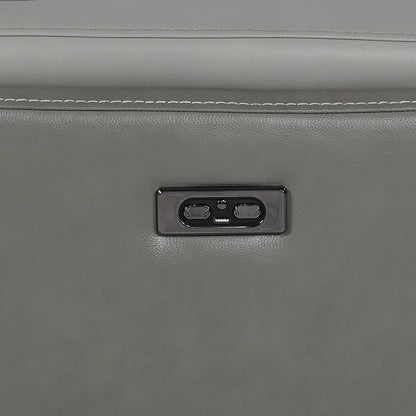 Fauteuil inclinable électrique Rosalyn Zero Gravity en cuir argenté et gris avec appui-tête électrique