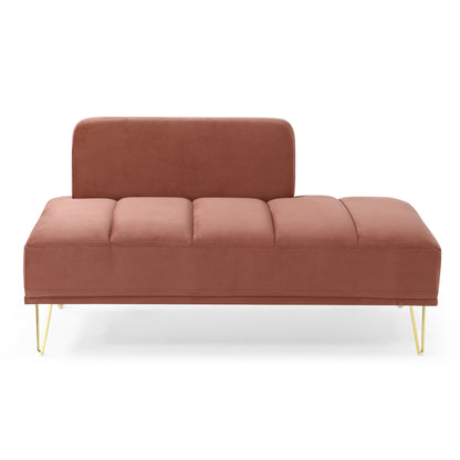 Banc de chevet rembourré Rose Modern 56.3 avec pieds en métal doré pour chambre à coucher