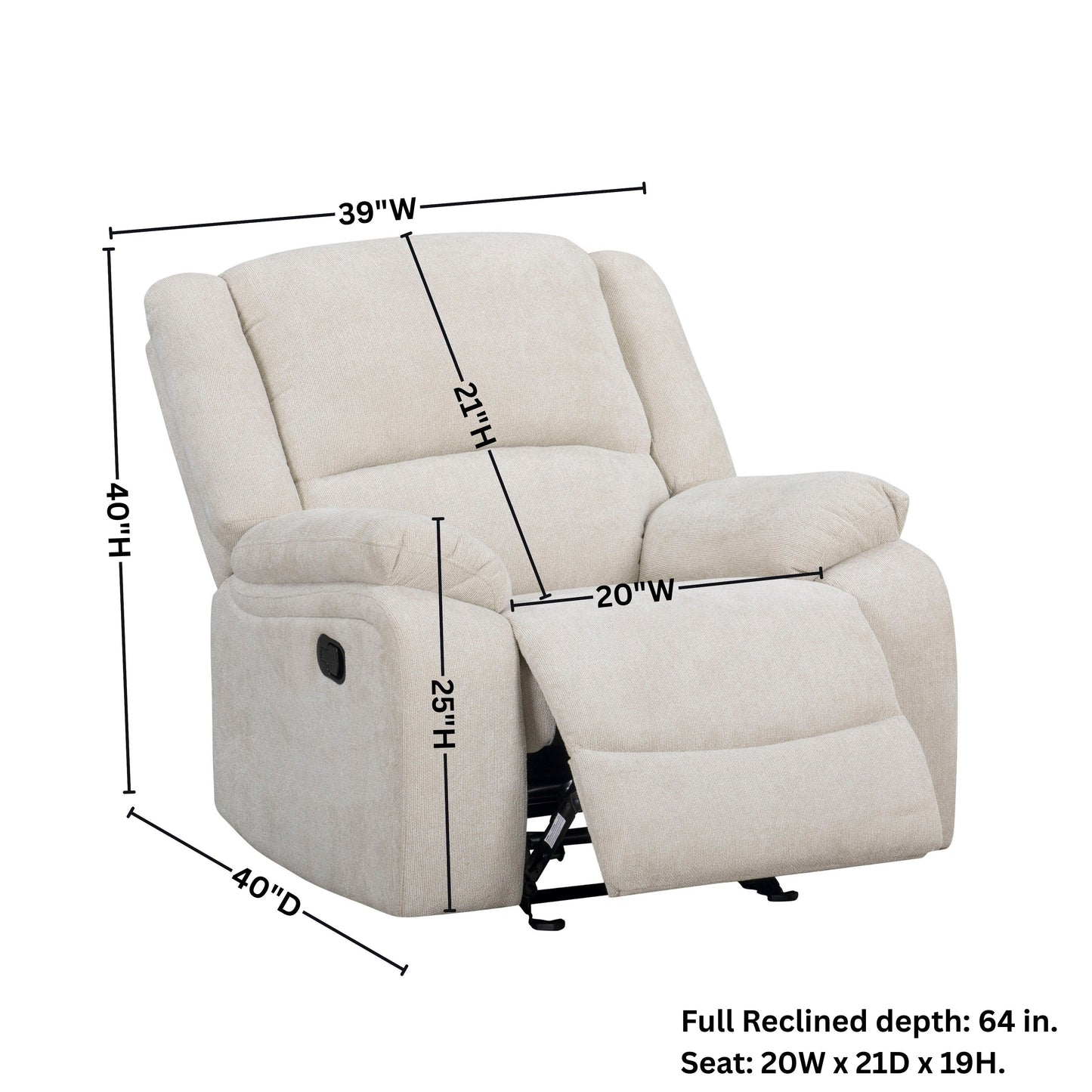 Fauteuil inclinable manuel transitionnel Blitz de Roundhill Furniture