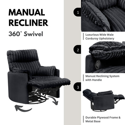 Fauteuil inclinable manuel Bocaton Wide Wale en velours côtelé de Roundhill Furniture