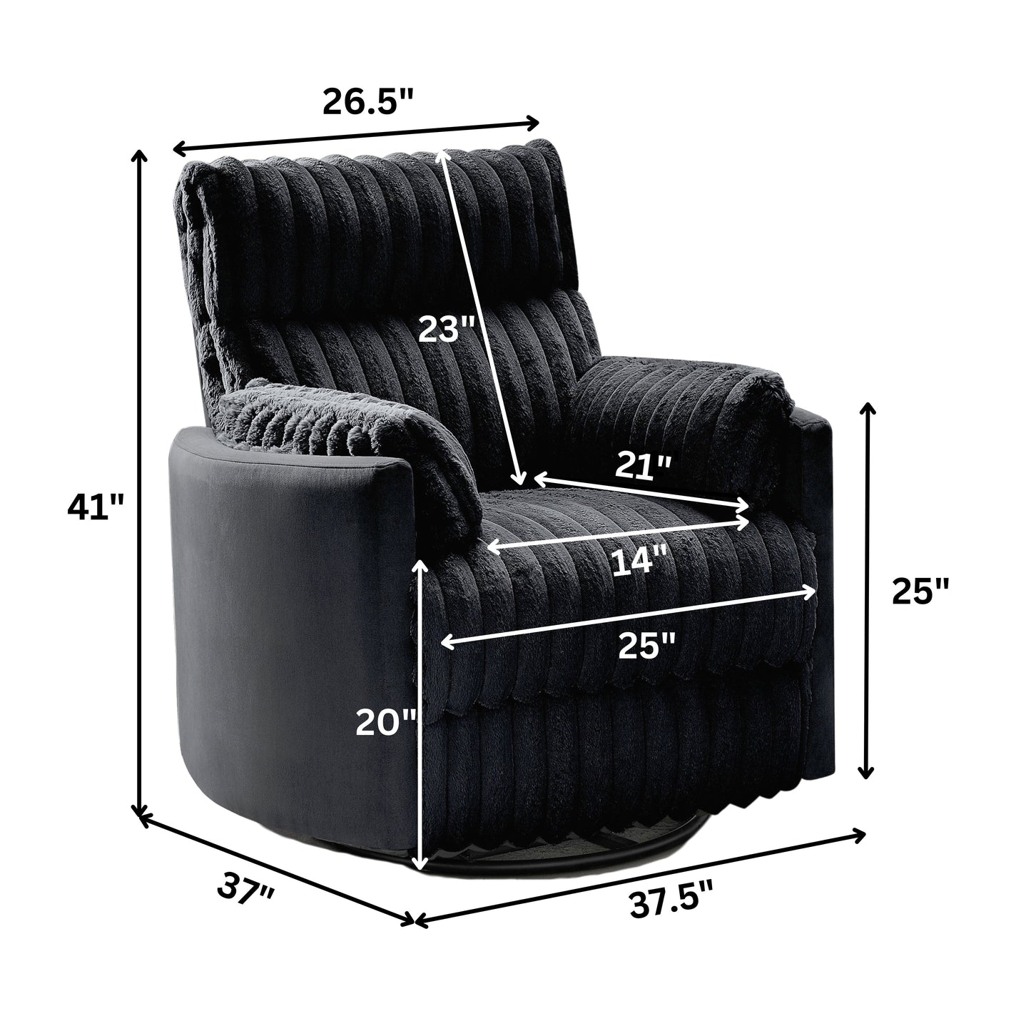 Fauteuil inclinable manuel Bocaton Wide Wale en velours côtelé de Roundhill Furniture