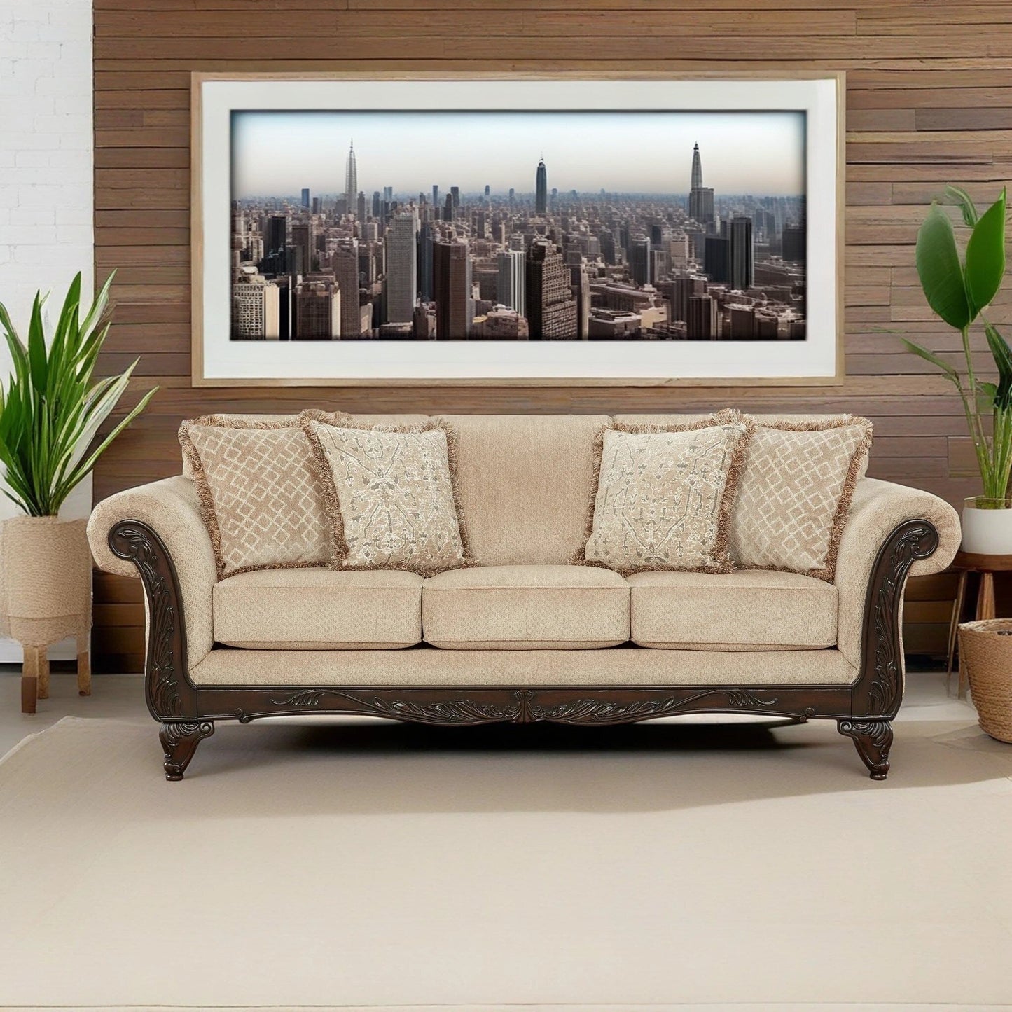 Canapé à cadre en bois sculpté Hernen de Roundhill Furniture