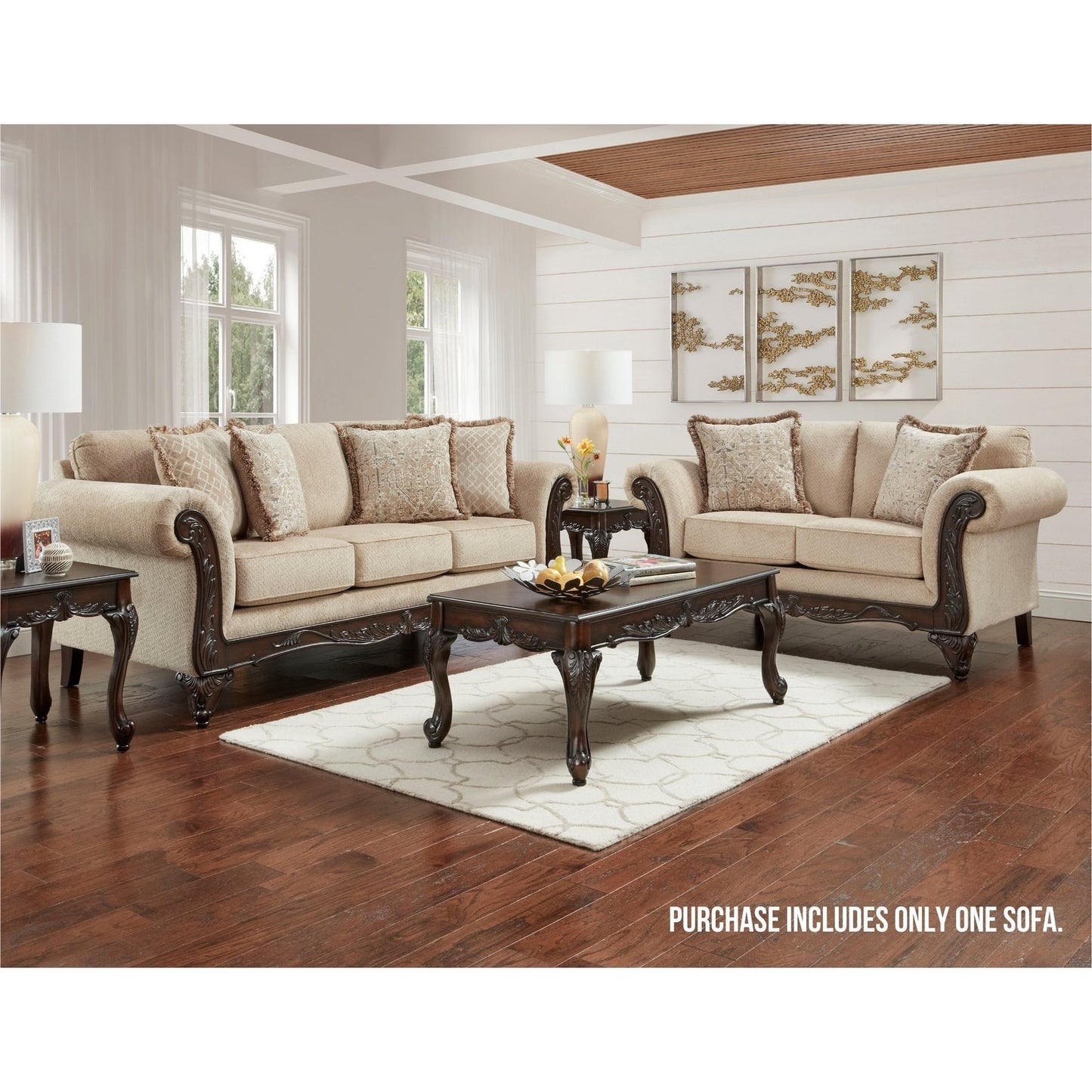 Canapé à cadre en bois sculpté Hernen de Roundhill Furniture